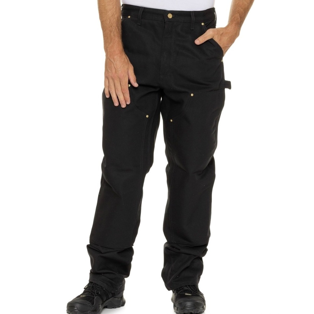 Carhartt B01 Double Front Utility Work Pant Mens 44x32 Black Loose Fit Firm Duck